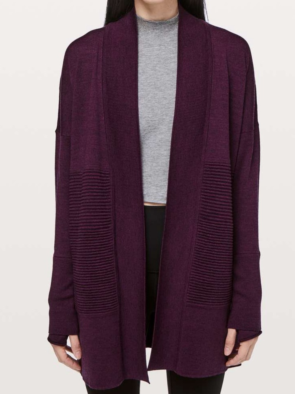 Lululemon Sweater Wrap Sit In Lotus Merino Wool plum Athleisure Yoga